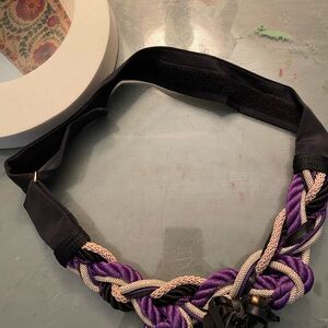 Ione for Coastlines Chic Braided Embellished Belt in Purple and Black Adjustable